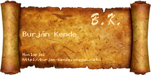 Burján Kende névjegykártya
